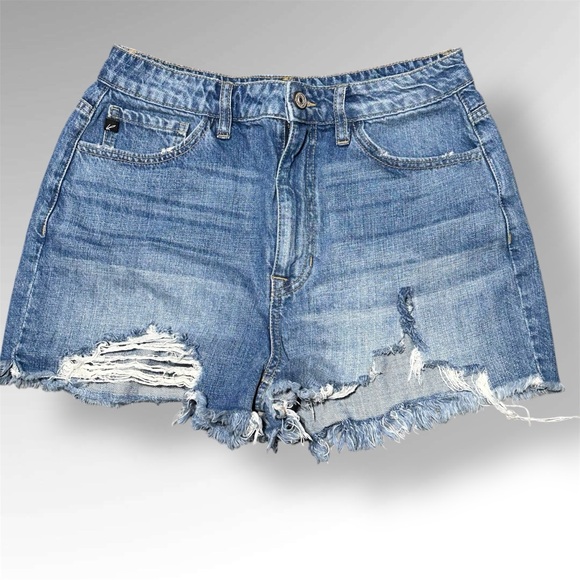 KanCan Pants - Denim Blue Distressed Women's Shorts